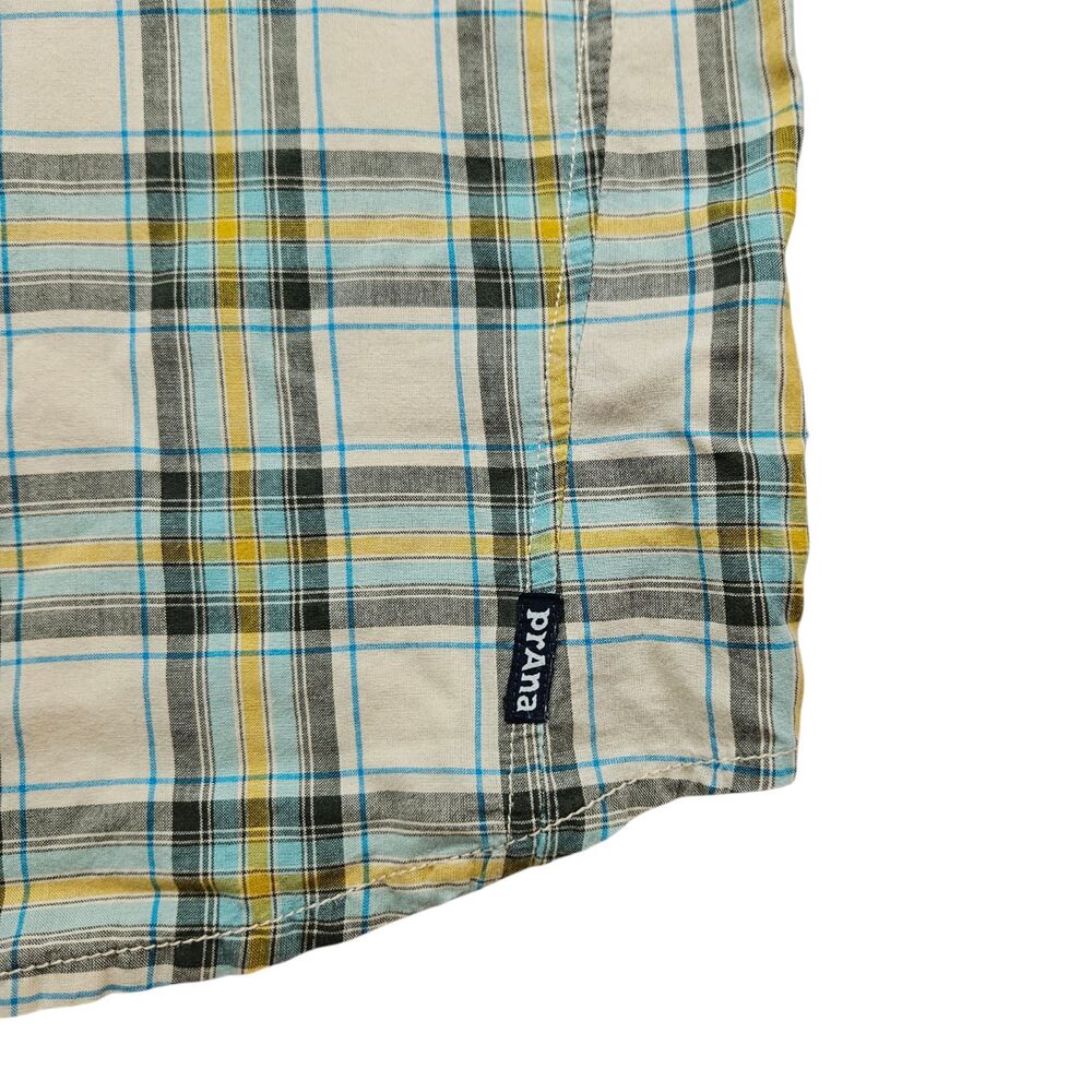 Prana Shirt Mens Small Plaid Organic Cotton Short Sleeve Hiking Outdoor - Picture 5 of 7